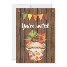 Cute Autumn Cuptårta och Bunting Fall Birthday