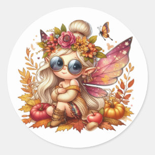 Cute Autumn Fairy Stickers Runt Klistermärke