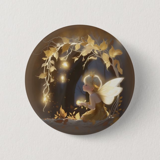 Cute Autumn Fairy with Glowing Flowers Knapp (Framsida)