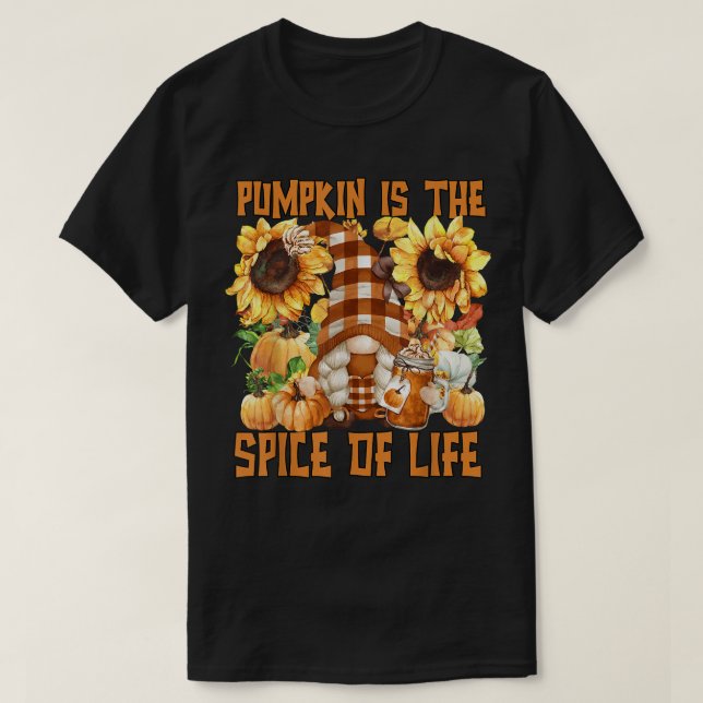 Cute Autumn Fall Gnome for Solros Mamma Funny Pum T Shirt (Design framsida)