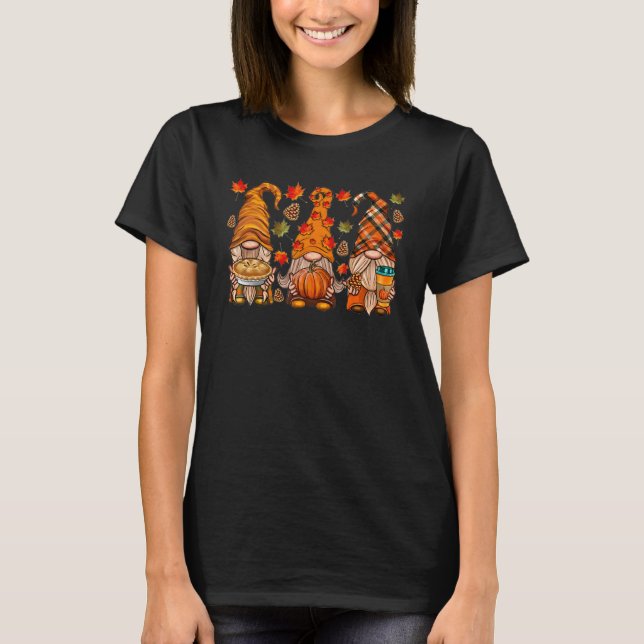 Cute Autumn Fall Gnomes Halloween Pumpkin Family M T Shirt (Framsida)