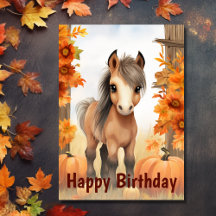 Cute Autumn Foal och Pumpkins Horse Birthday