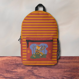 Cute Autumn Fox Kid Backpack with Initials