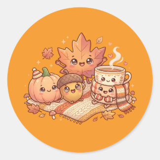 Cute Autumn Friends Sticker Sheet Runt Klistermärke