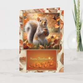 Cute Autumn Funny Squirrel Thanksgiving Card Tack Kort