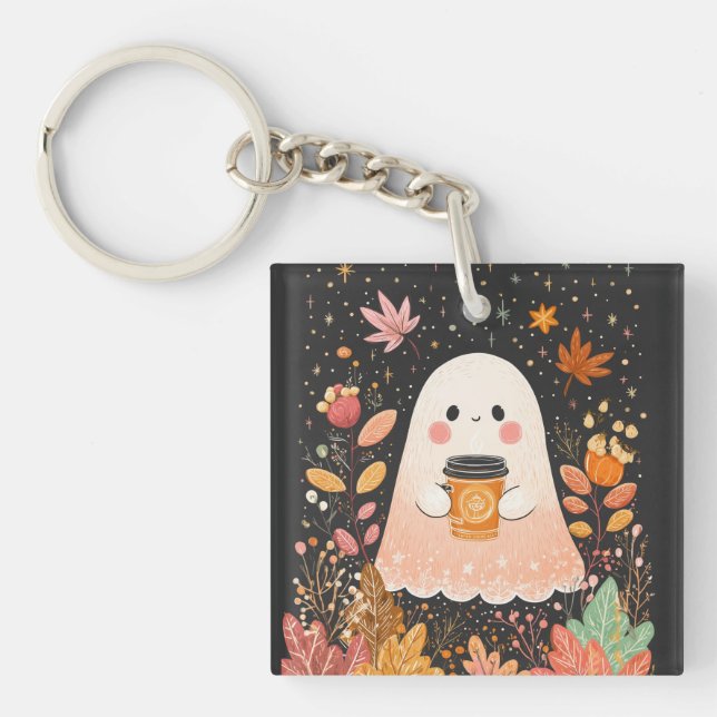 Cute Autumn Ghost with Pumpkin Coffee – Cozy Fall  (Framsidan)