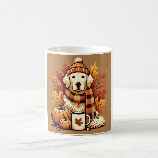 Cute Autumn Golden Retriever mug Kaffemugg (Center)