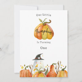 Cute Autumn Halloween Pumpkin Birthday Invitation Inbjudningar