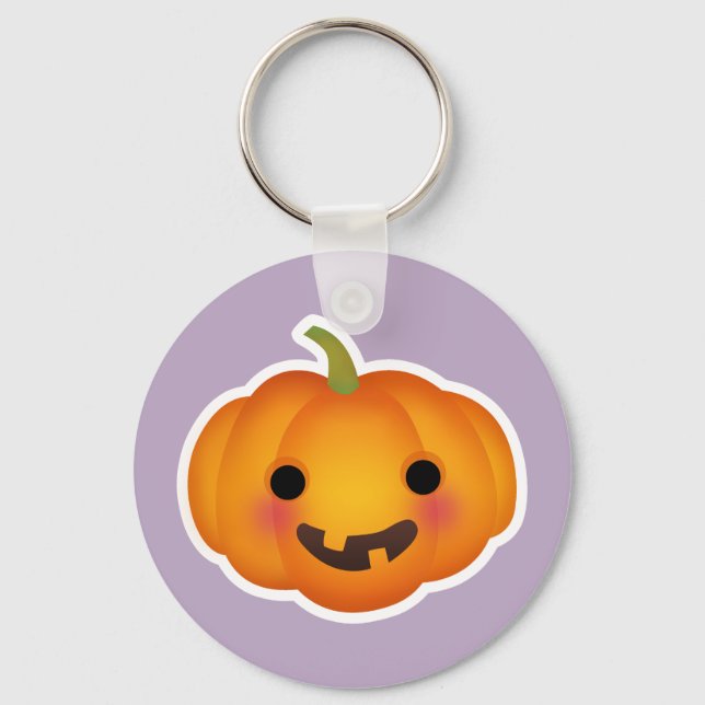 Cute Autumn Halloween Pumpkin Nyckelring (Framsida)