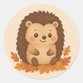 Cute Autumn Hedgehog Runt Klistermärke
