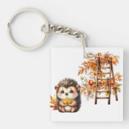 Cute Autumn Hedgehog with Harvest Ladder Illustrat
