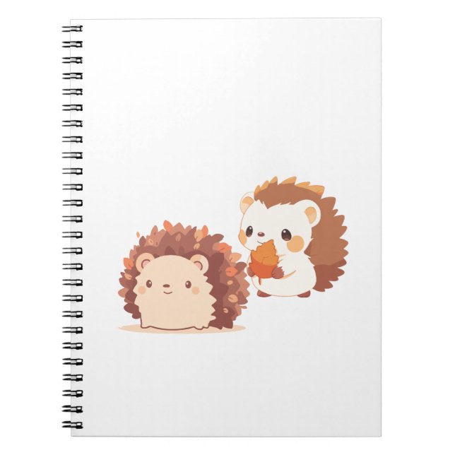 Cute Autumn Hedgehogs - Kawaii Fall Forest Animals Anteckningsbok (Framsidan)