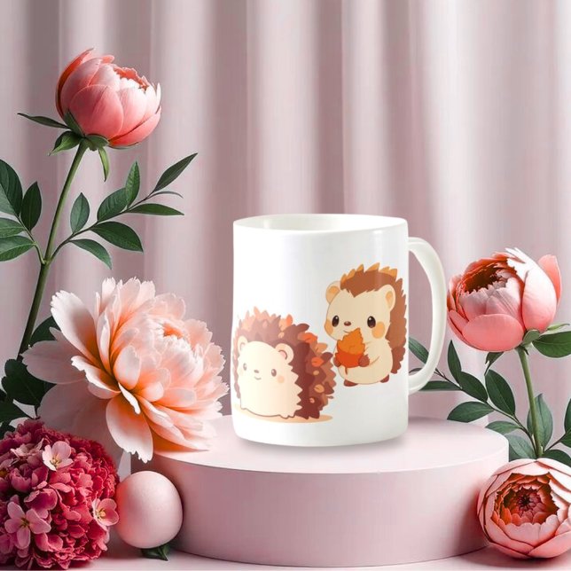 Cute Autumn Hedgehogs - Kawaii Fall Forest Animals Kaffemugg (Skapare uppladdad)