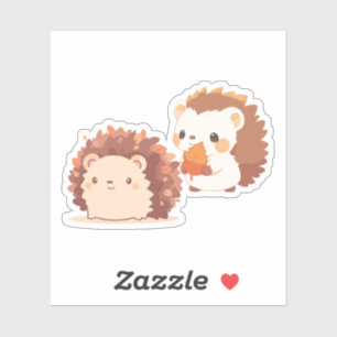 Cute Autumn Hedgehogs - Kawaii Fall Forest Animals Klistermärken
