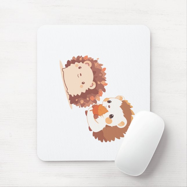 Cute Autumn Hedgehogs - Kawaii Fall Forest Animals Musmatta (Med mus)