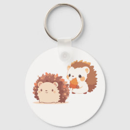 Cute Autumn Hedgehogs - Kawaii Fall Forest Animals Nyckelring