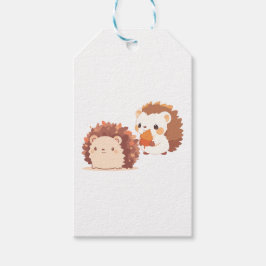 Cute Autumn Hedgehogs - Kawaii Fall Forest Animals Presentetikett