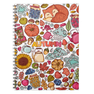 Cute Autumn Inslag Hand plockade Anteckningsbok