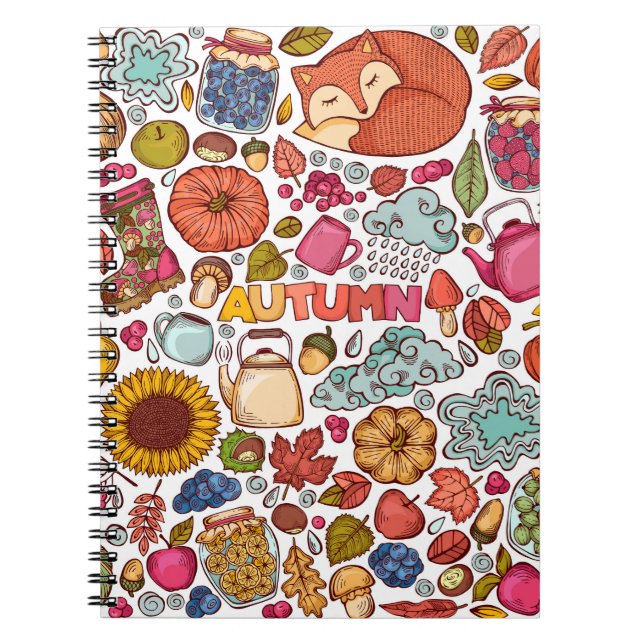 Cute Autumn Inslag Hand plockade Anteckningsbok (Framsidan)