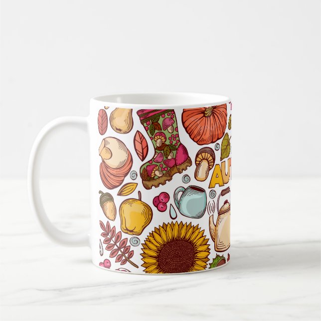 Cute Autumn Inslag Hand plockade Kaffemugg (Vänster)