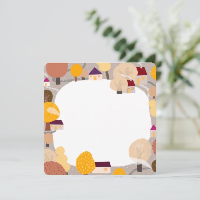 Cute Autumn Note Card - Höst löv gratulationskort Anteckningskort (Stående Fram)