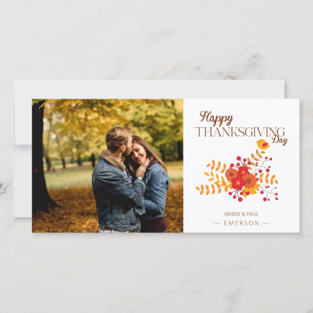 Cute Autumn Thanksgiving med Grenar & Bird (Framsida)