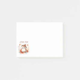 Cute Autumn Uggla Sitta vid Gren Post-it Block