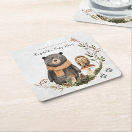 Cute Autumn Woodland | Babyskor Underlägg Papper Kvadrat