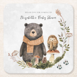 Cute Autumn Woodland | Babyskor Underlägg Papper Kvadrat
