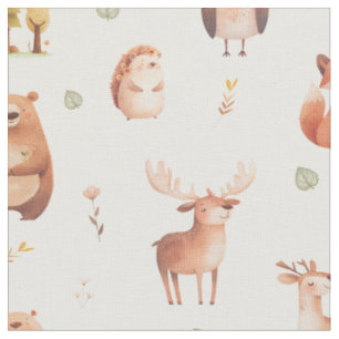 Cute Autumn Woodland Forest Animal Critters Tyg