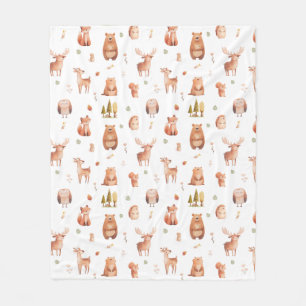 Cute Autumn Woodland Forest Animal Nursery Fleecefilt