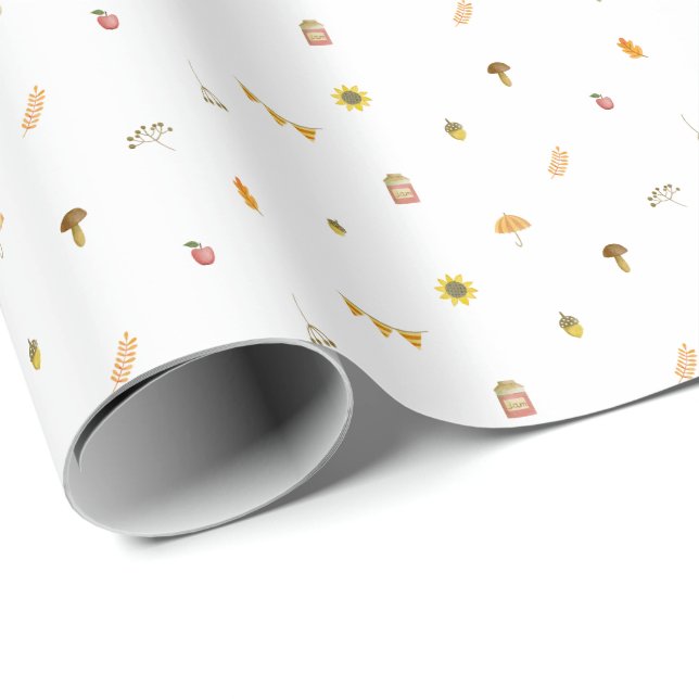 Cute Autumnal Elements Pattern. Presentpapper (Rullad Hörn)