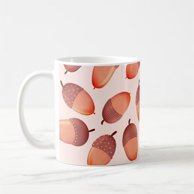 Cute Autumnal Fall Acorn Mönster Kaffemugg (Vänster)