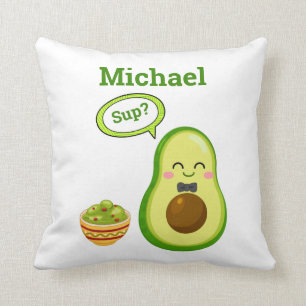 Cute Avacado Hand plockade Namn Guacamole Fruit Kudde