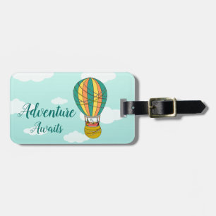 Cute "Äventyr Awaits" Bird Illustration För barn Bagagebricka