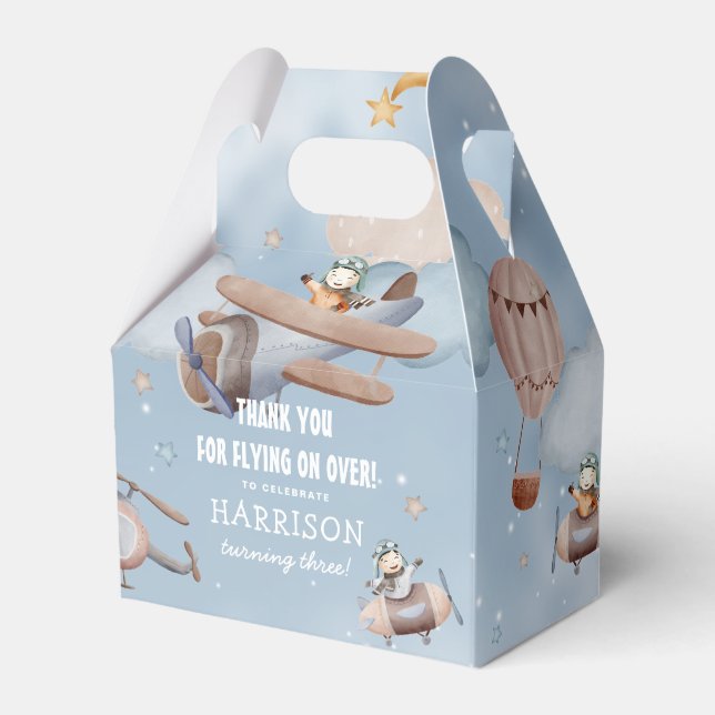 Cute Aviation Airplane Boy Födelsedagsfest Presentaskar (Framsidan Sidan)