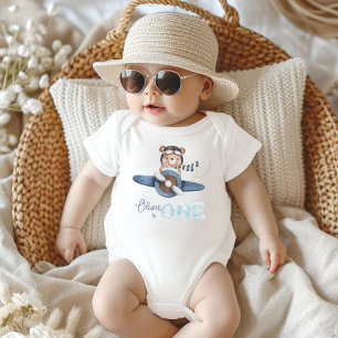Cute Aviation Bear Blue Flygplan 1 1:a födelsedage T Shirt