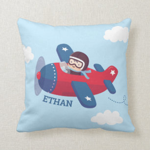 Cute Aviator-flygplanet Pojke Nursery Decor Kudde