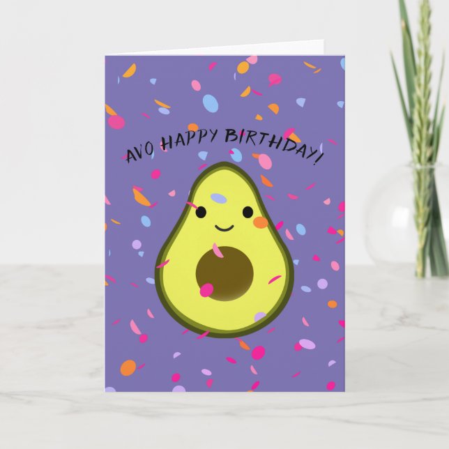 Cute Avo Grattis på födelsedagen Avocado Pun Kort (Framsida)