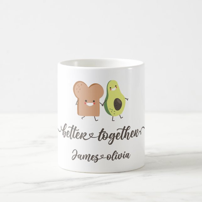 Cute Avocado and Toast Better Together Design Kaffemugg (Center)