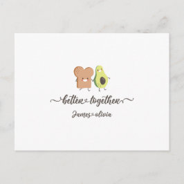 Cute Avocado and Toast Better Together Personalize Vykort
