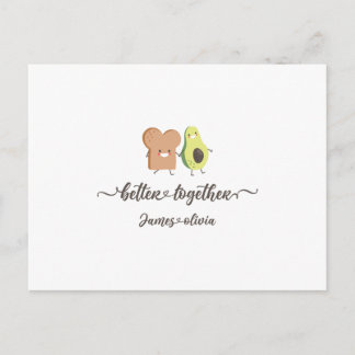 Cute Avocado and Toast Better Together Personalize Vykort