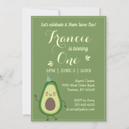 Cute Avocado anpassar färgämnet från första födels Inbjudningar