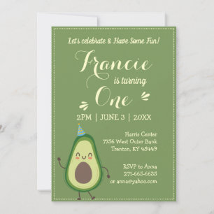 Cute Avocado anpassar färgämnet från första födels Inbjudningar