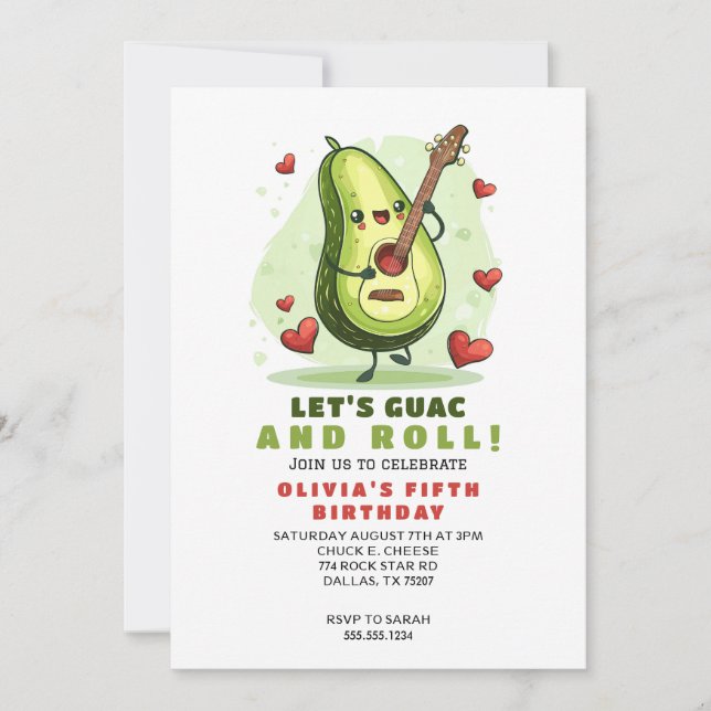Cute Avocado Anpassningsbar Birthday Inbjudningar (Framsida)