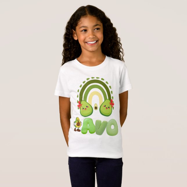 Cute Avocado "Avo" Design – Fun & Playful  T Shirt (Hel framsida)