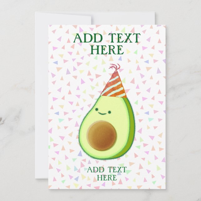 Cute Avocado Birthday Inbjudningar (Framsida)