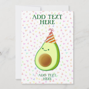 Cute Avocado Birthday Inbjudningar