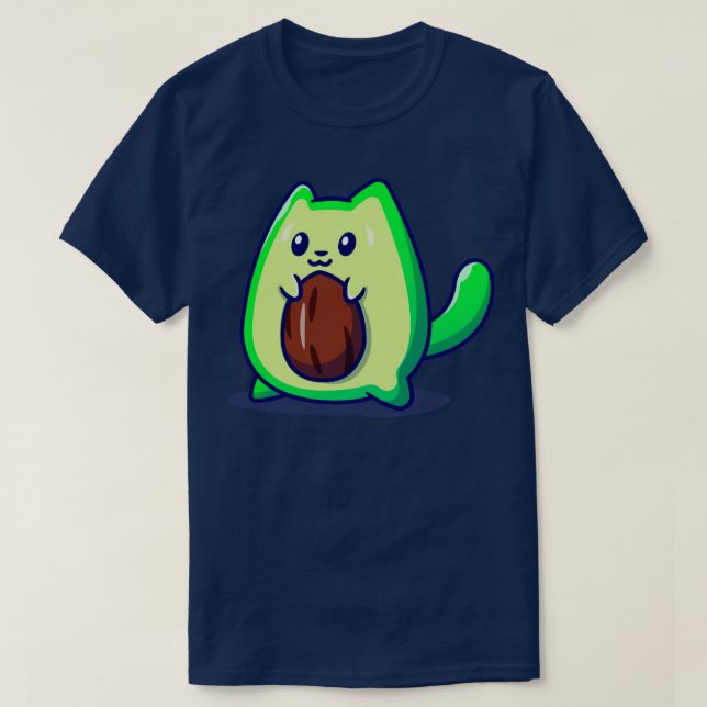 Cute Avocado Cat Tecknad1 T Shirt (Design framsida)