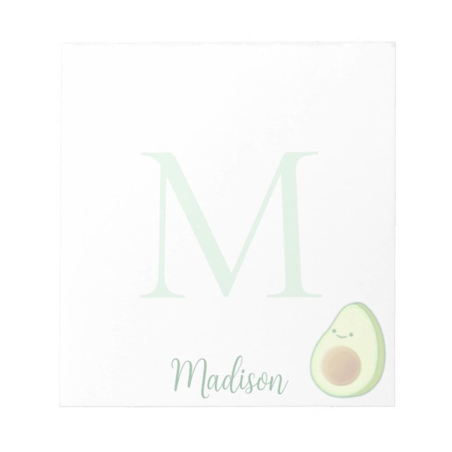 Cute Avocado Custom Name Initial  Anteckningsblock (Framsida)